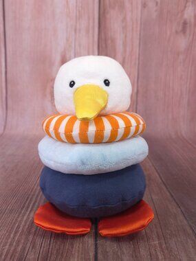 Ikea Leka Duck Stacking Rings Plush Soft Toy Striped Baby Toddler Sensory Ring